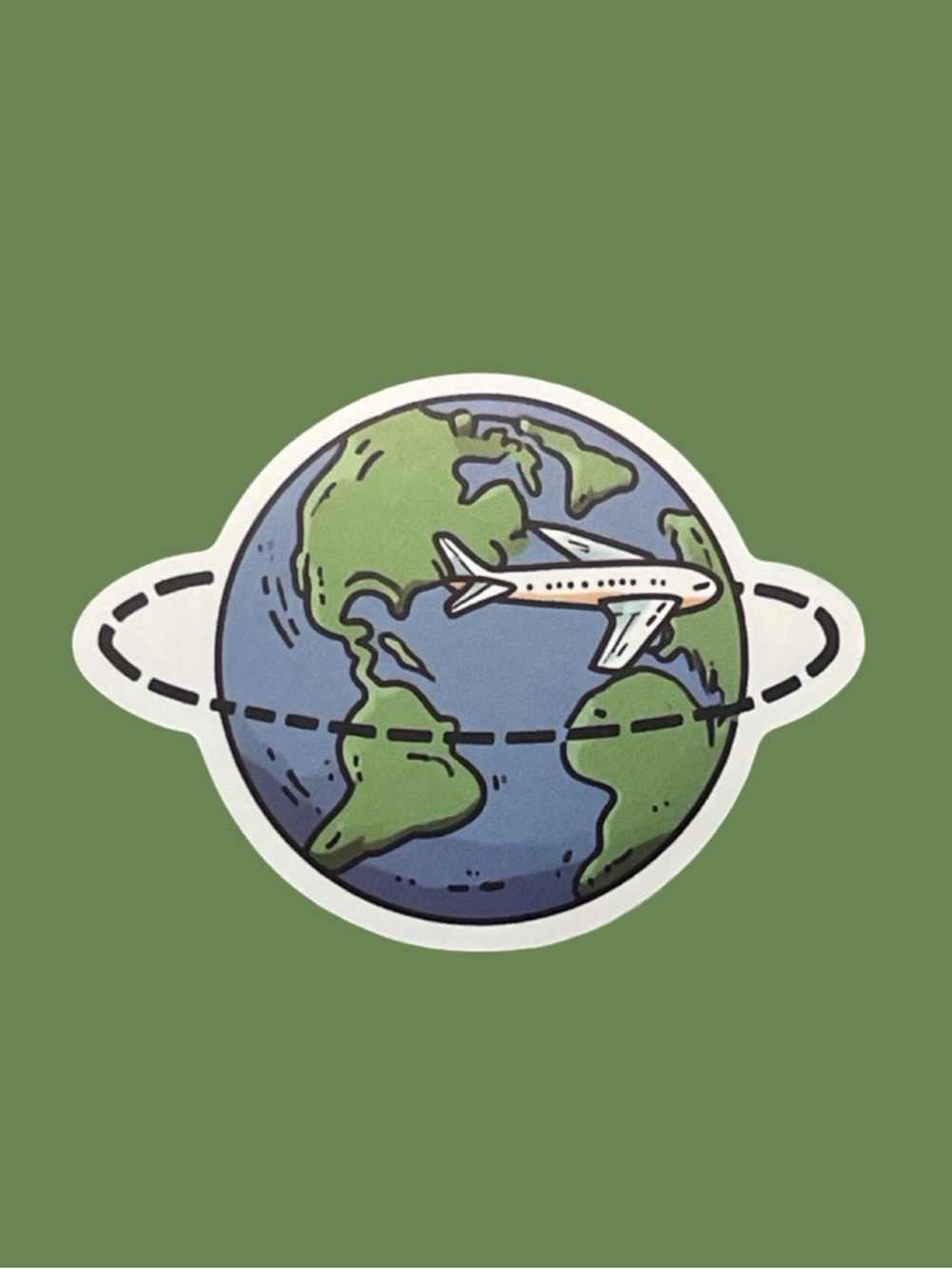 Earth Globe Airplane Sticker Blue & Green